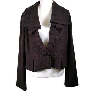 ABS ALLEN SCHWARTZ Jacket Boiled Wool Blazer Dark Chocolate Brown Minimalist M